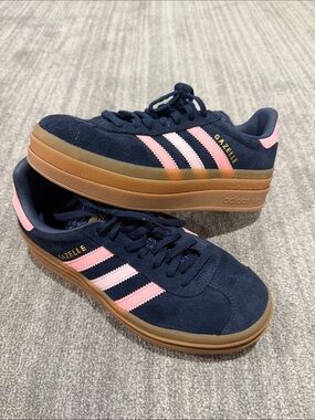 Adidas Gazelle Bold Night Indigo Pink Platform Sneakers Kids 6 Womens 7.5